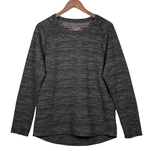 Kirkland Signature Sweater Women Size L Black Space Dye Curved Hi-Lo Hem Stretch - Picture 1 of 8